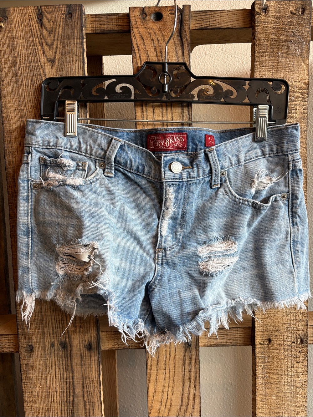 Lucky Brand Light Wash Distressed Denim Cutoff Shorts